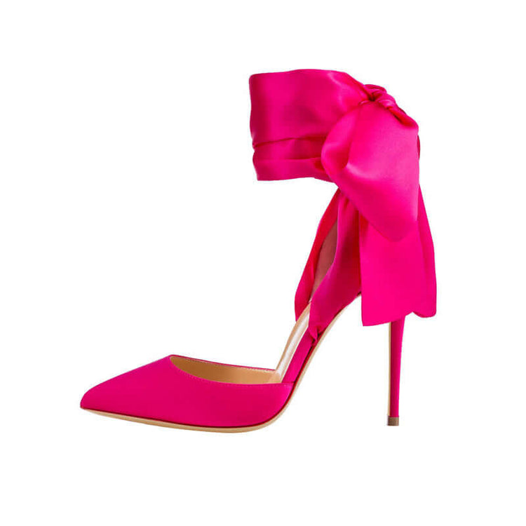 Gala Enchantment Silk Satin Bow Stiletto Pumps