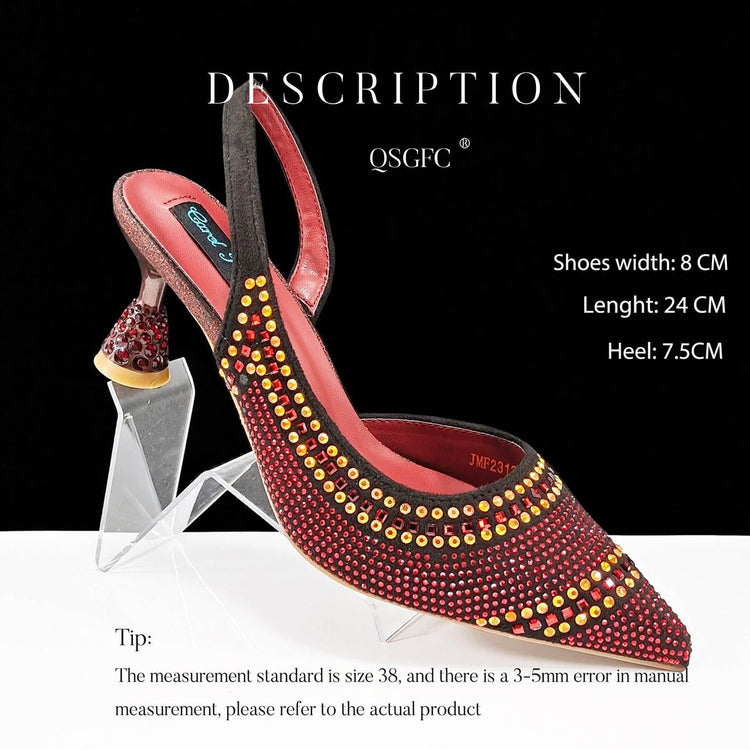 Fashion Simple Pointed Striped Hot Drilling Women Low-cut High Heels BadAssWear.fi