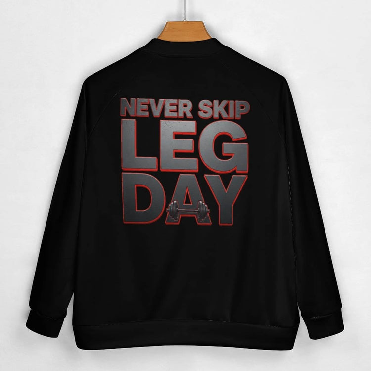 "Never Skip Leg Day" Baseball Jacket BadAssWear.fi