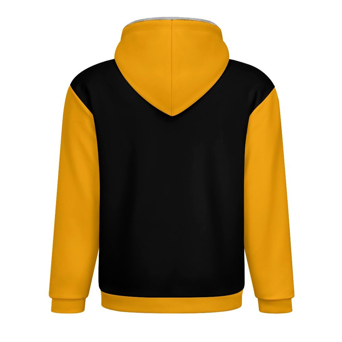 Men's Double Layer Fleece Zippered Hoodie Black & Yellow
