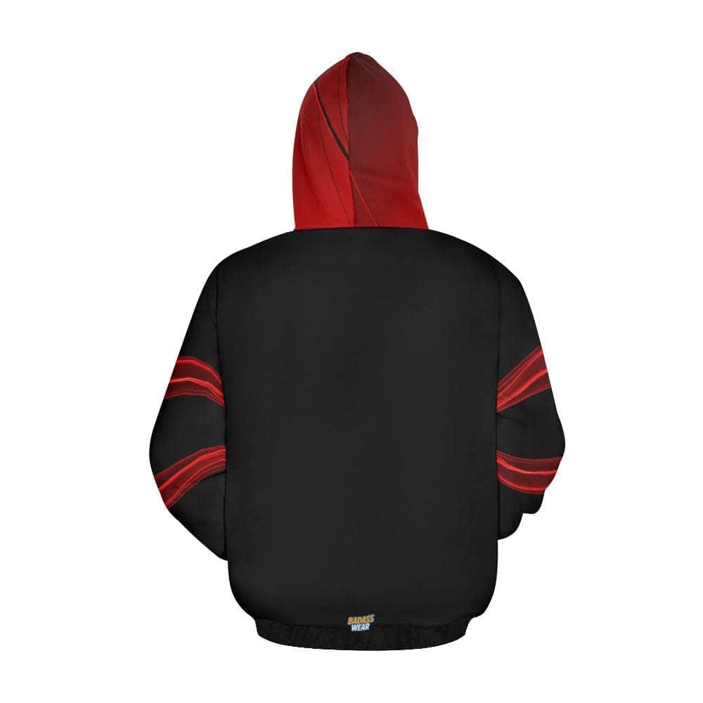 Women's red and black contrast hoodie BadAssWear.fi