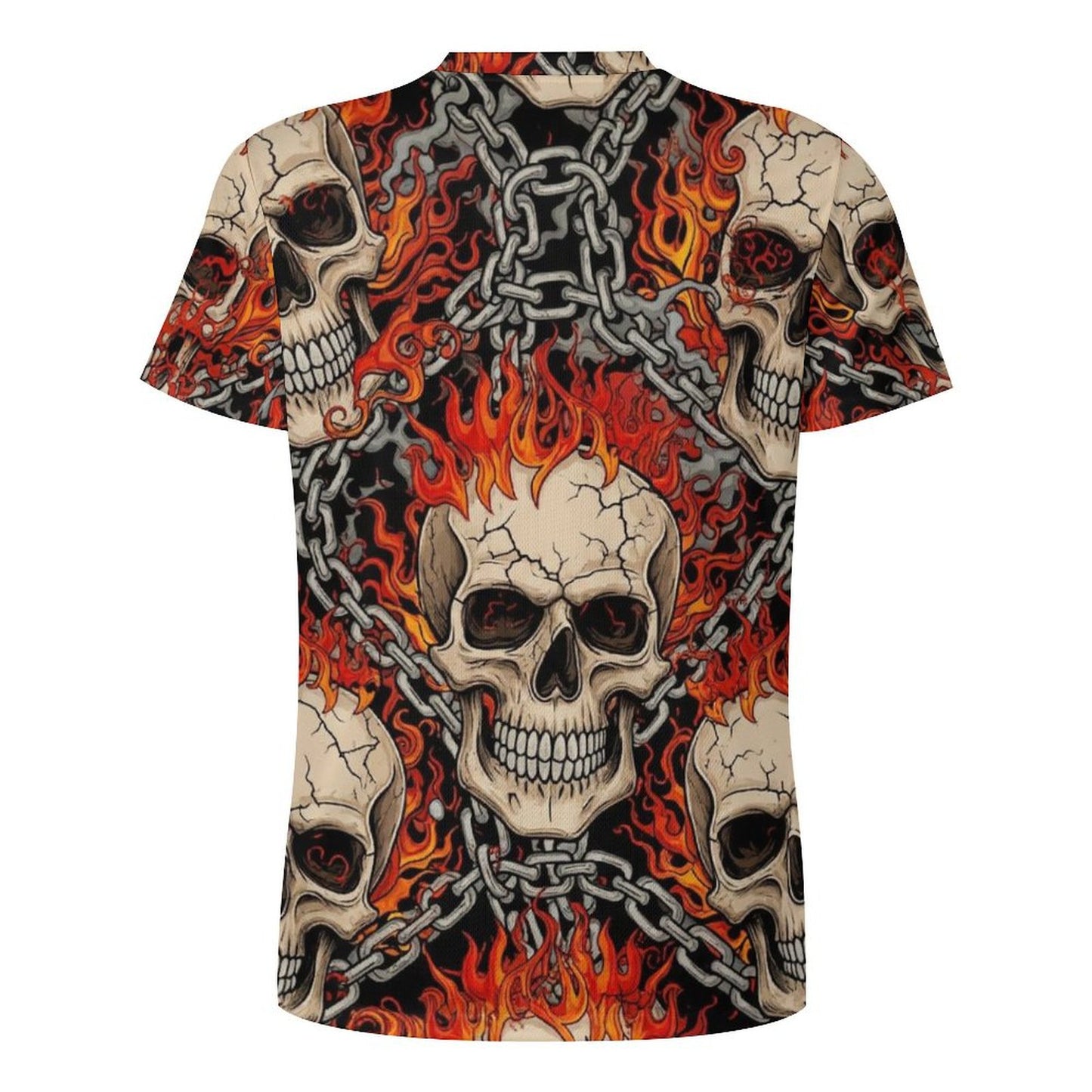 Men's Flaming Skull Ice Silk T-Shirt