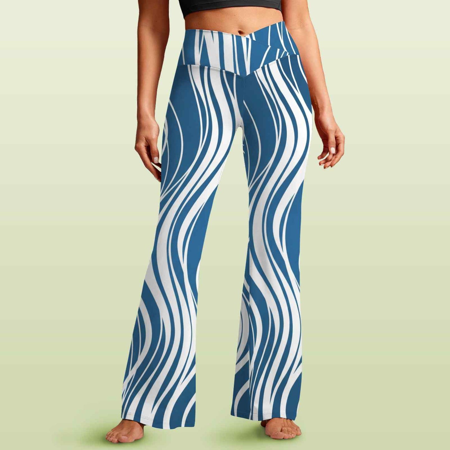 🌊 Flare Leggings – (Blue/White Edition) BadAssWear.fi