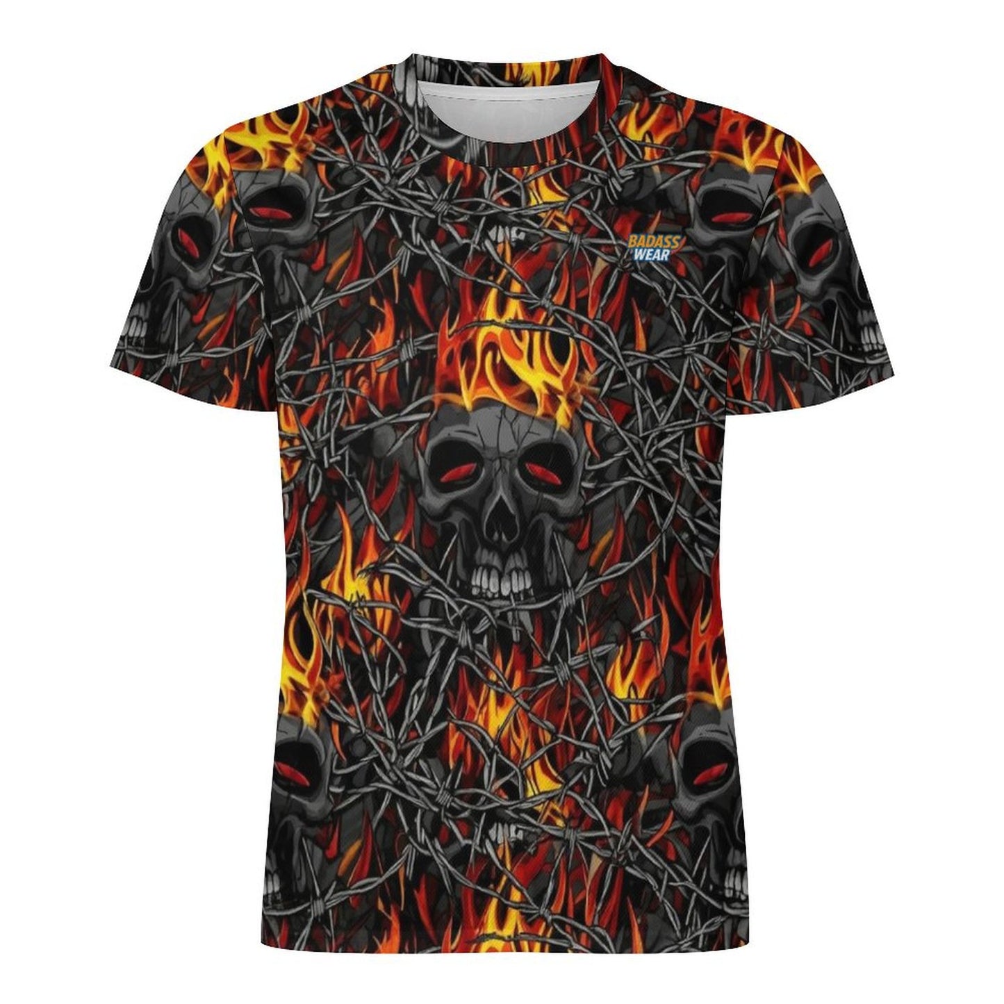 Men's Barbed Skull Ice Silk T-Shirt