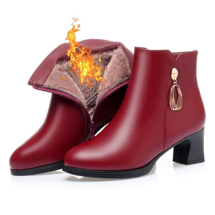 New Side Zipper Mid Heel Boots Women BadAssWear.fi