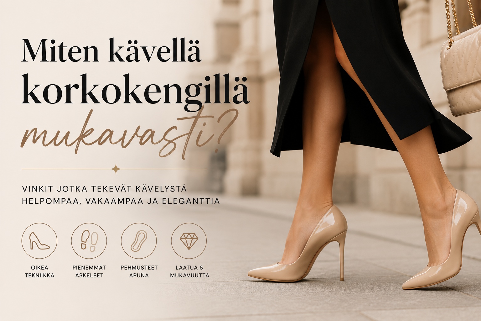 Miten kävellä korkokengillä mukavasti?