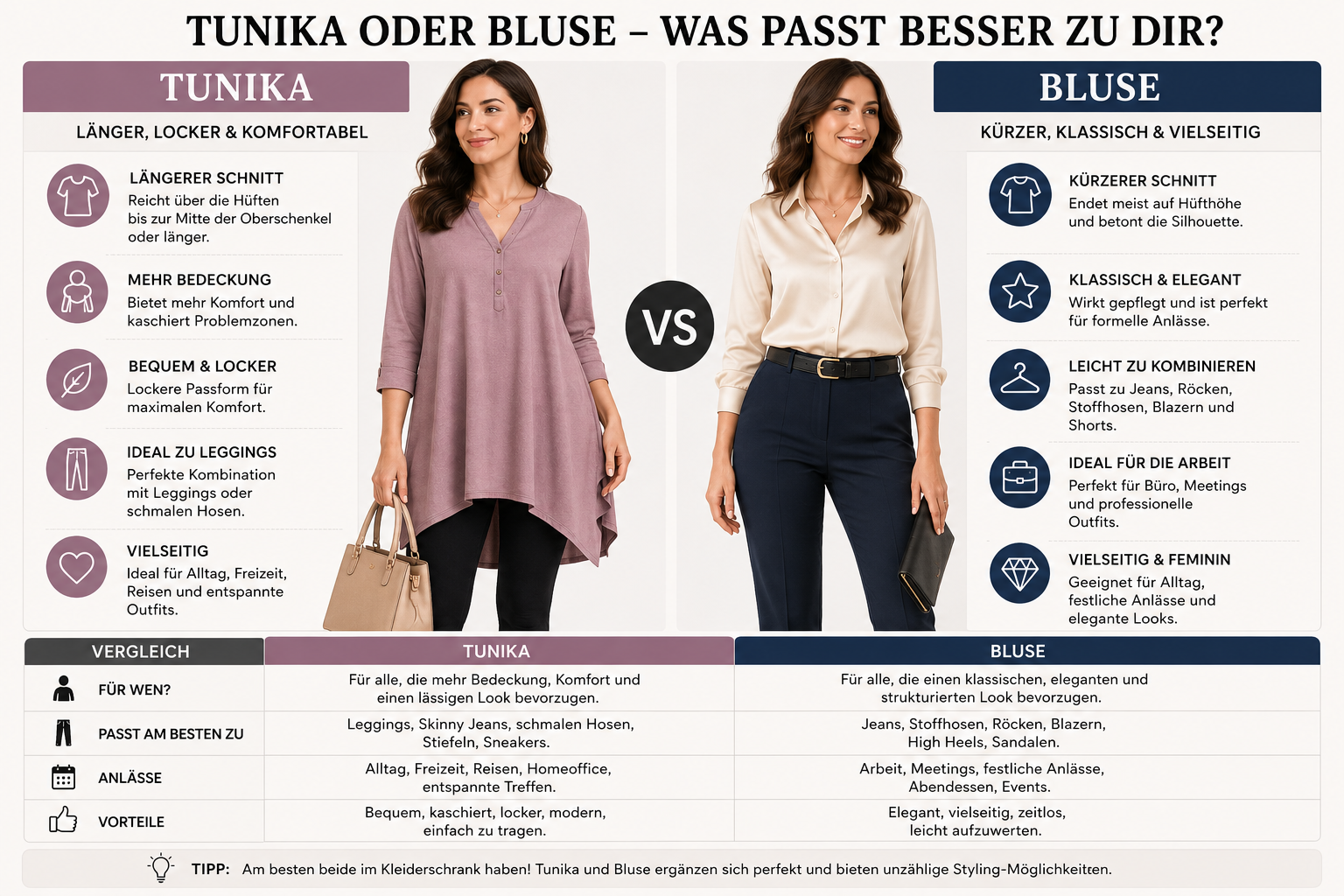 Tunika oder Bluse – was passt besser zu dir?