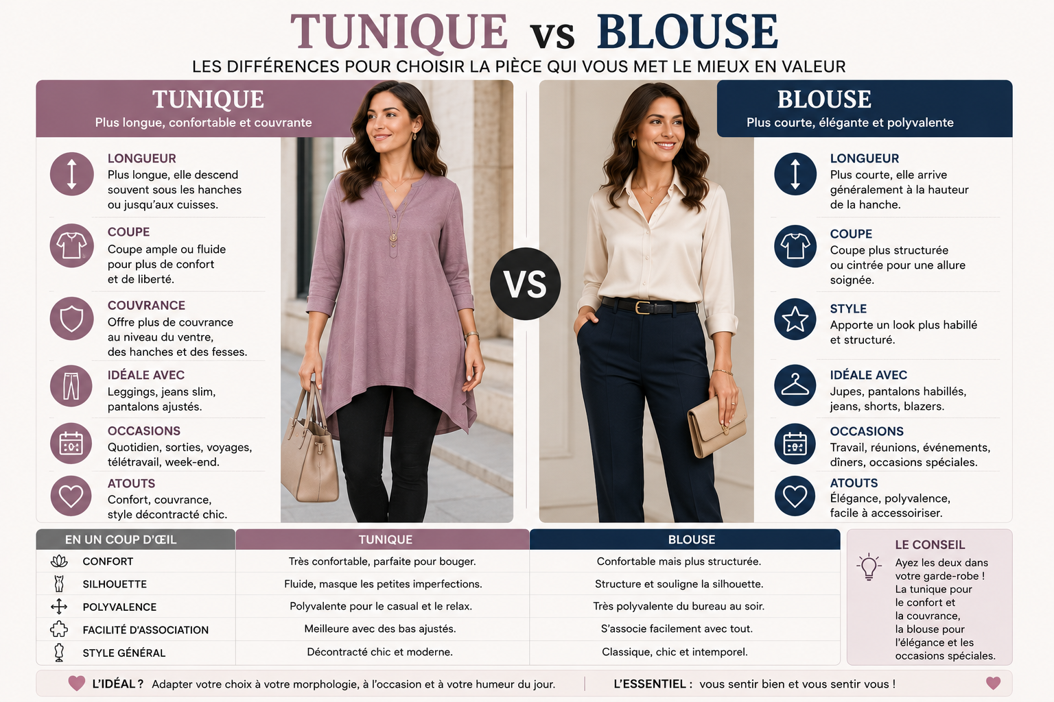 Tunique ou blouse : laquelle vous convient le mieux ?