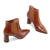 Thick Heel Pointed Toe Short Boots Women Plus Size Fashion BadAssWear.fi