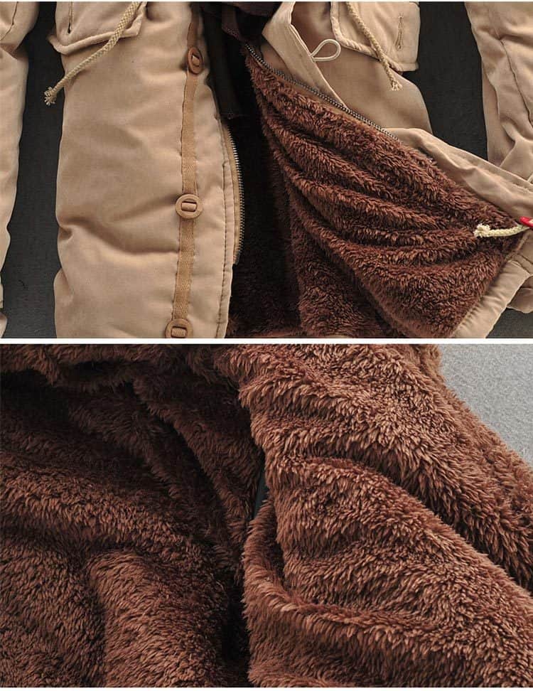 Men Winter Coat Lamb Wool Liner Thick Padded Jacket Men's Cotton Coat BadAssWear.fi