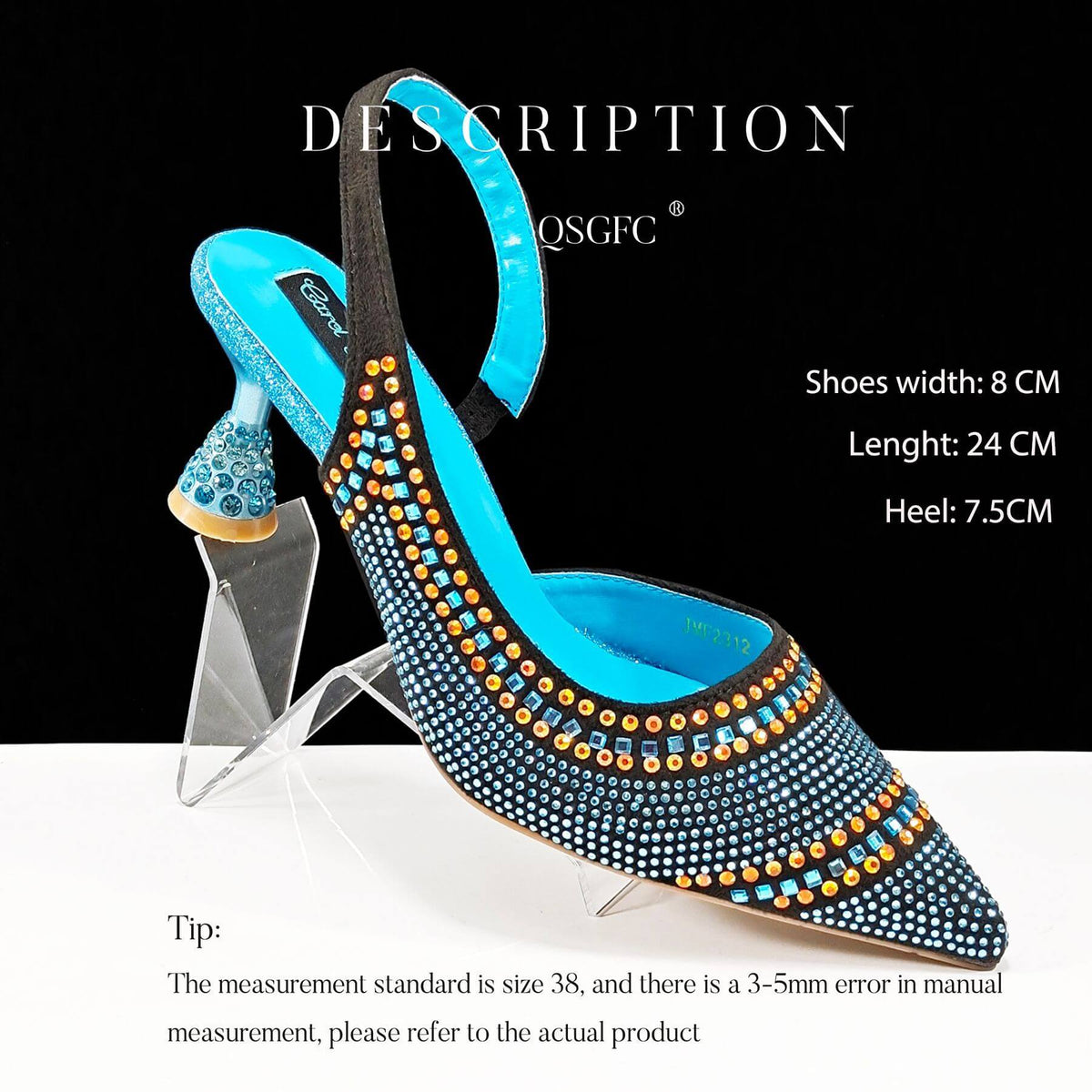 Fashion Simple Pointed Striped Hot Drilling Women Low-cut High Heels BadAssWear.fi