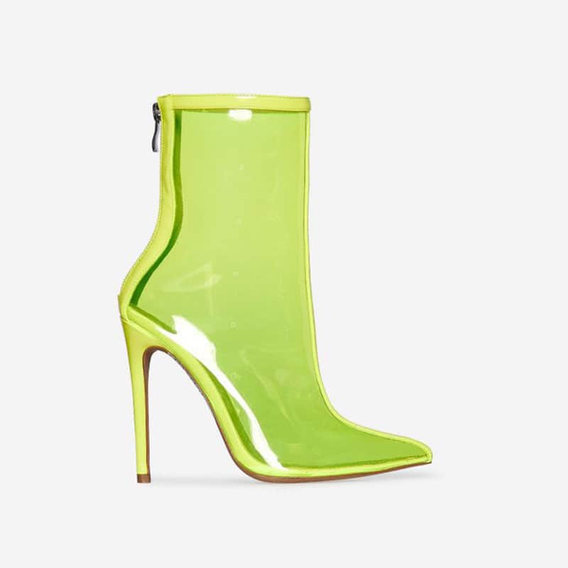 Colorful Transparent Stiletto Heel Back Zip Short Boots For Women BadAssWear.fi