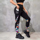 Color Contrast Patchwork Fashion Hip Raise High Waist Tight Sports Yoga Pants Leggings BadAssWear.fi