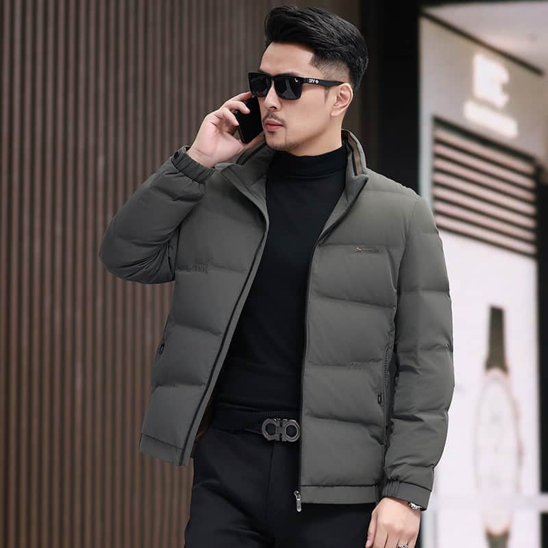 White Duck Down Business Casual Thickening Warm-keeping And Cold-proof Stand Collar Coat BadAssWear.fi