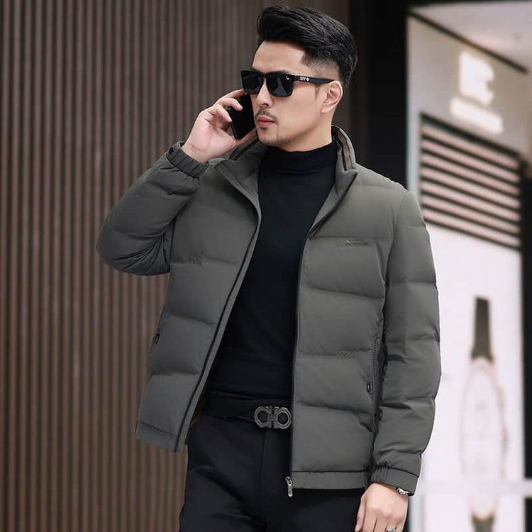White Duck Down Business Casual Thickening Warm-keeping And Cold-proof Stand Collar Coat BadAssWear.fi