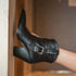 Thick Heel High-heeled Ankle Boots With Pointed Metal Belt Buckle BadAssWear.fi