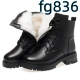 Women's Round Toe Cotton-padded Side Zipper Low Heel Casual Cowhide Shoes BadAssWear.fi