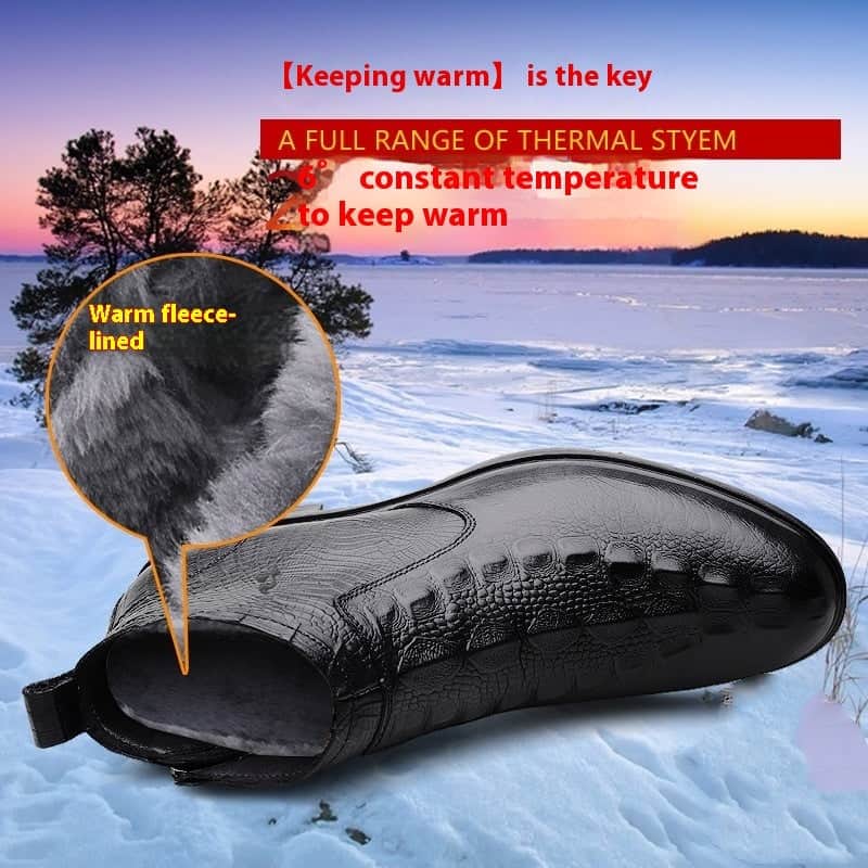 Men's Shoes Winter High-top Leather Shoes Fleece-lined Warm BadAssWear.fi