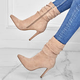 Pointed Toe Stiletto Heel Ankle Boots For Women Side Zipper Shoes BadAssWear.fi