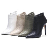 Retro Stone Pattern Nude Boots Fashion Thin Pointed Ankle BadAssWear.fi
