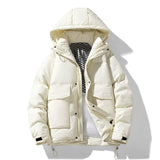 Hooded Down Jacket Men's And Women's White Duck Down Coat Wide Bread Coat BadAssWear.fi