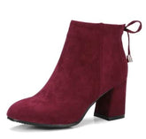Suede square head European and American short boots women BadAssWear.fi