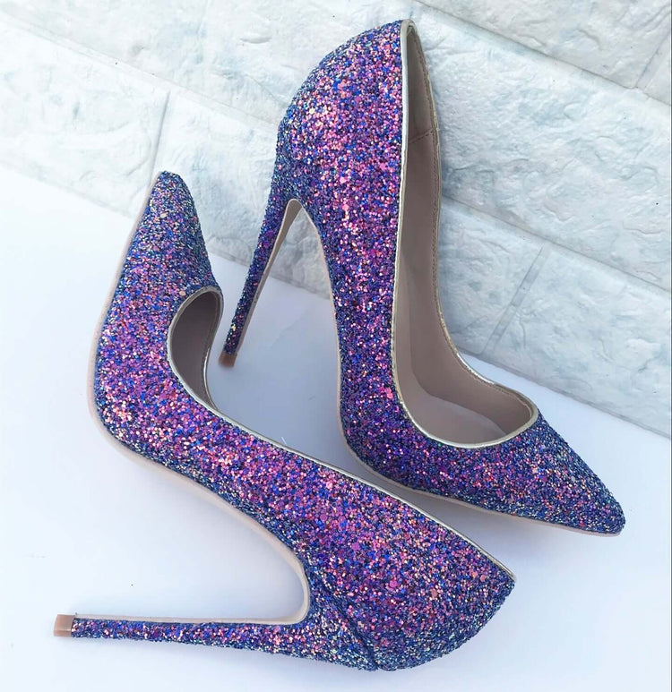 Symphony Purple Sequin Stiletto Heels for Women