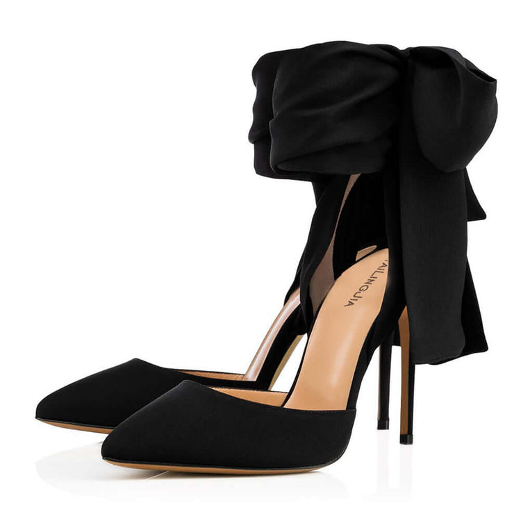 Gala Enchantment Silk Satin Bow Stiletto Pumps