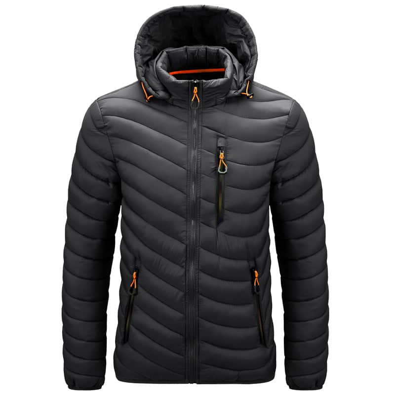 Men'S Cotton-Padded Jacket With Hooded Removable Cap badasswear