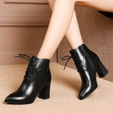 All-match thick heel leather boots high heel boots women BadAssWear.fi