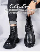 Autumn And Winter Cowhide Casual Men's Boots Thick Bottom Round Toe Warm BadAssWear.fi