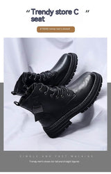 Autumn And Winter Cowhide Casual Men's Boots Thick Bottom Round Toe Warm BadAssWear.fi