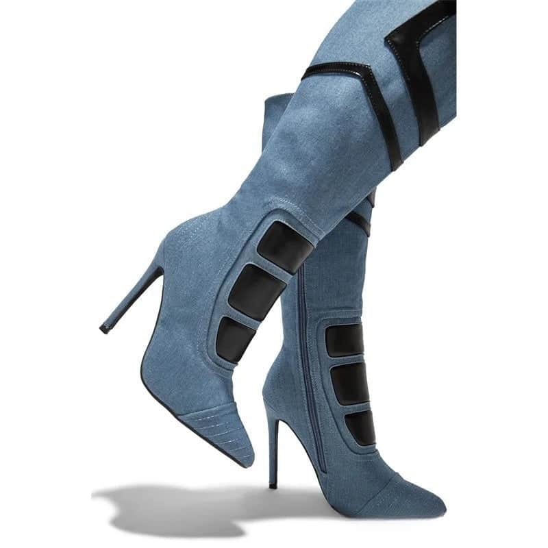 Black And White Color Simple Fashion Boots Women's Shoes Long Tube BadAssWear.fi