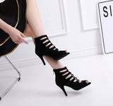 Women's Soft Bottom Red Short Peep Toe High Heels BadAssWear.fi