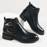 Chelsea Boots Women Black Ankle Boots Side Zipper Buckle Shoes BadAssWear.fi