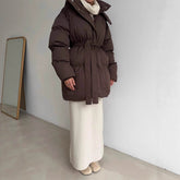 Casual Waist Tight Skinny Slimming Hooded Mid-length Bread Cotton-padded Jacket BadAssWear.fi