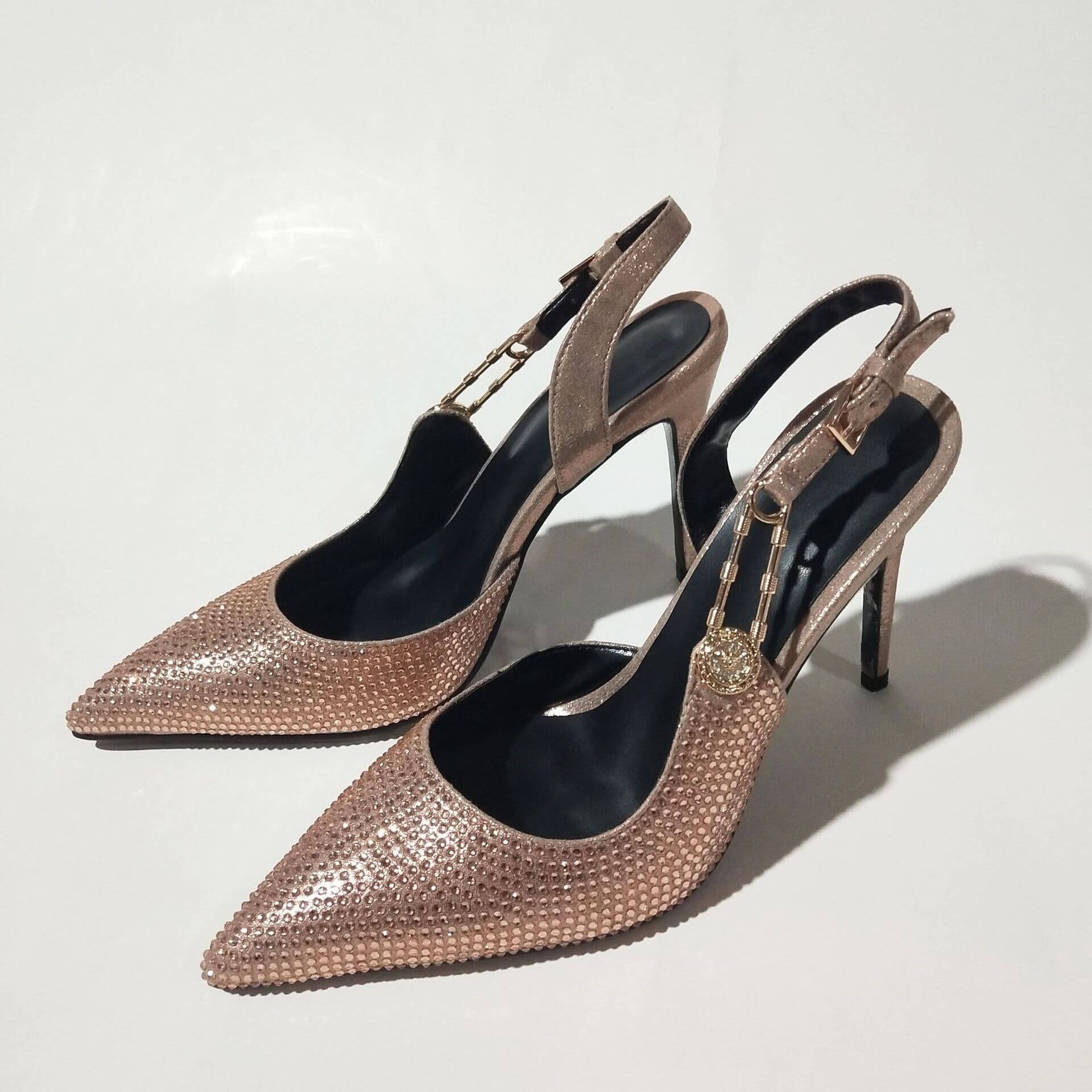 Women's Rhinestone Pointed Toe Strap Decorative High Heels BadAssWear.fi