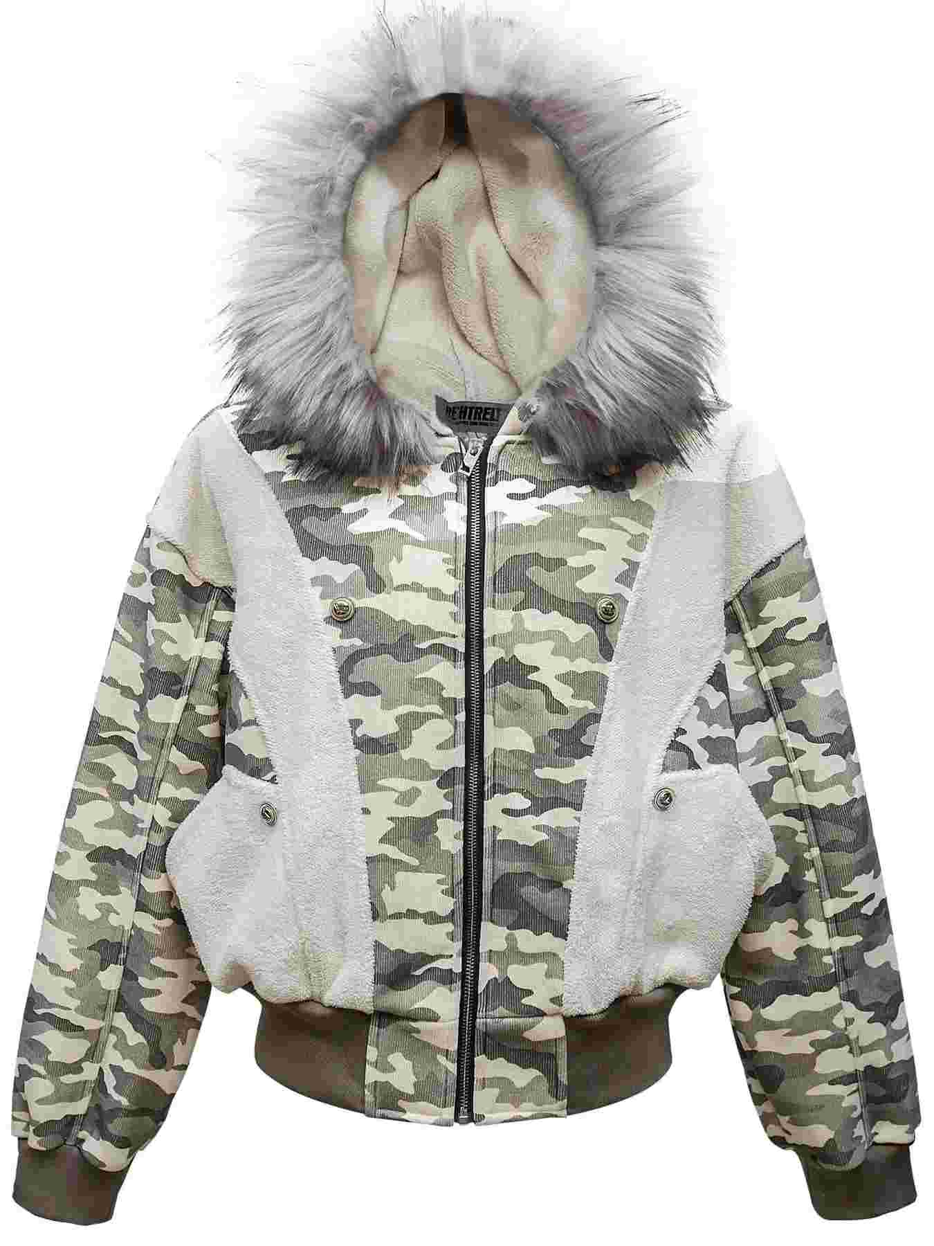 Men's Camouflage Faux Fur Hood Jacket BadAssWear.fi