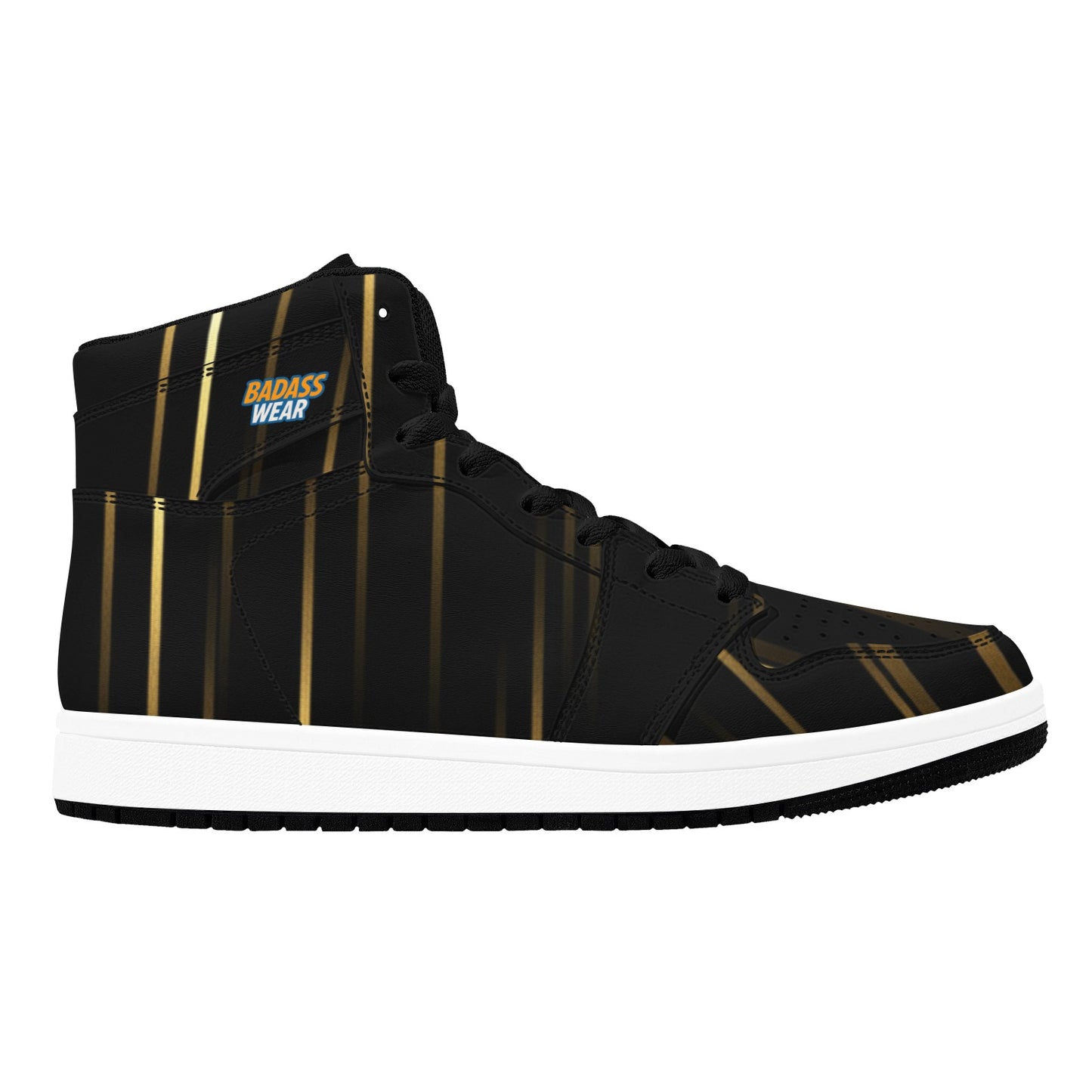Men's High Top Sneakers Black & Gold