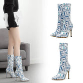 Pointed Toe Stiletto Mid Tube US Dollar Womens Boots BadAssWear.fi