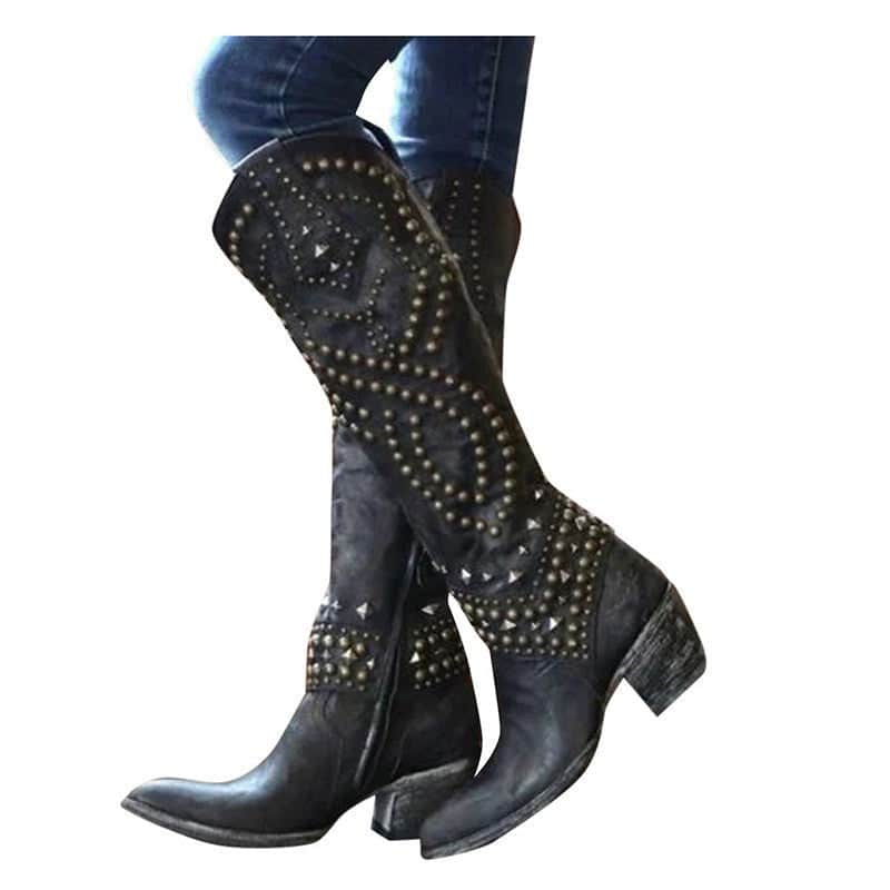 Rivet Female Boots With Chunky Heels BadAssWear.fi