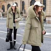 Fleece-lined Thickened Cotton Clothing Female Large Fur Collar Quilted Jacket BadAssWear.fi