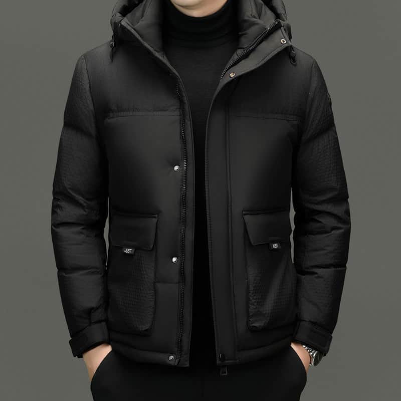 Winter White Duck Down Short Casual Hooded Jacket BadAssWear.fi