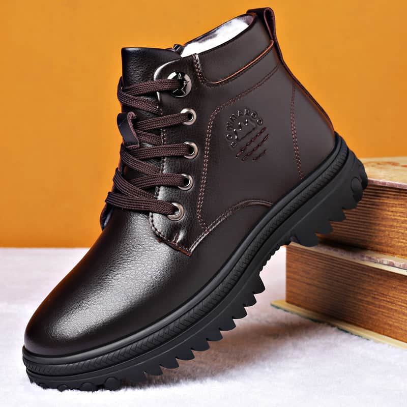 Winter Cotton Shoes Men's Leather Thickened Wool BadAssWear.fi