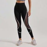 Women's Color Matching Mesh European And American High Waist Yoga Pants BadAssWear.fi