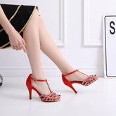 Midnight Star Rhinestone Silk Dance Heels