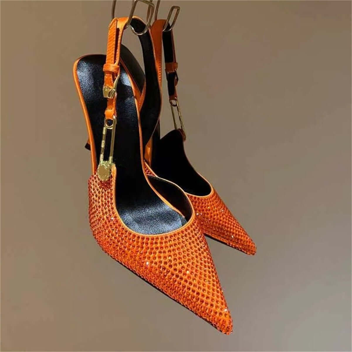 Women's Rhinestone Pointed Toe Strap Decorative High Heels BadAssWear.fi