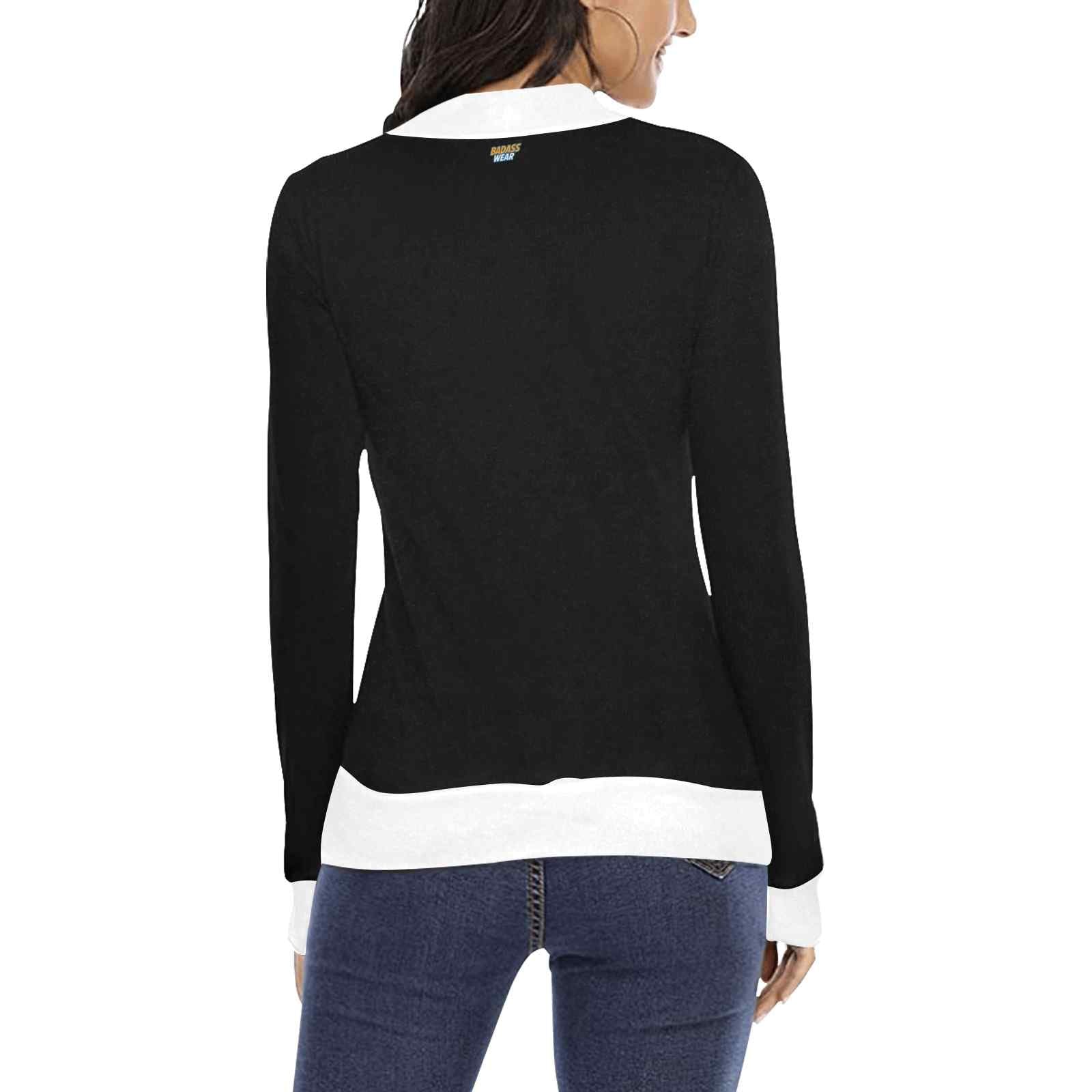 Women's black and white contrast sweatshirt BadAssWear.fi