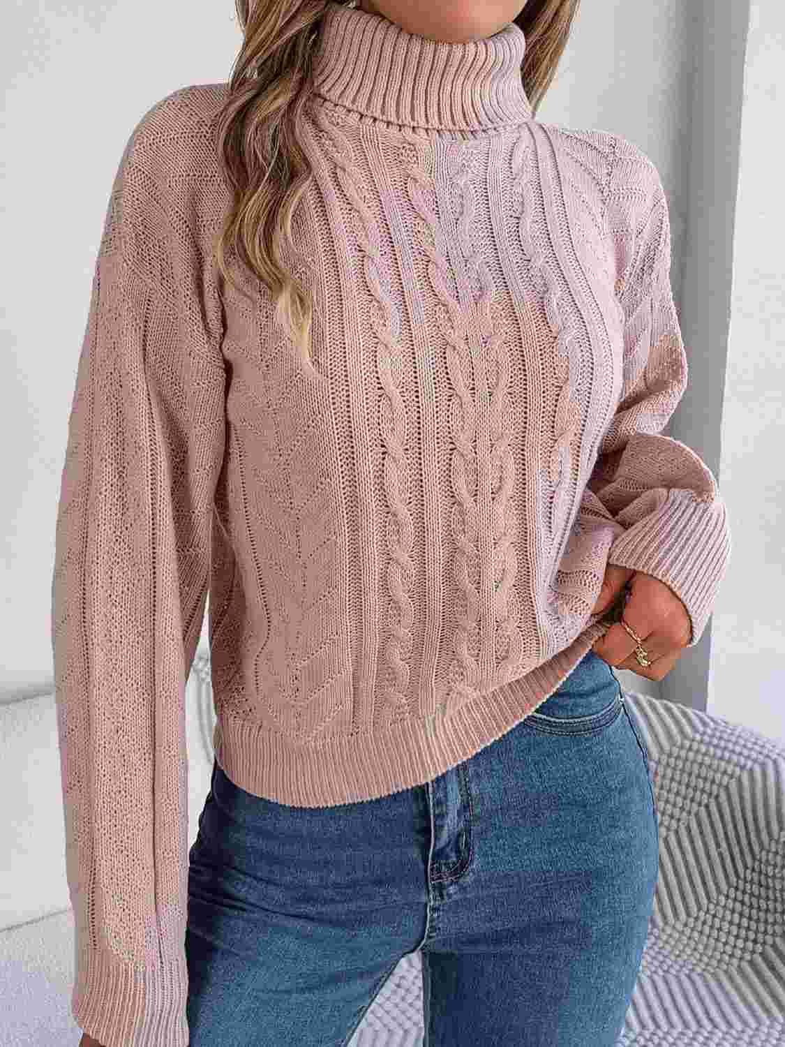 Women’s Cable-Knit Turtleneck Sweater BadAssWear.fi