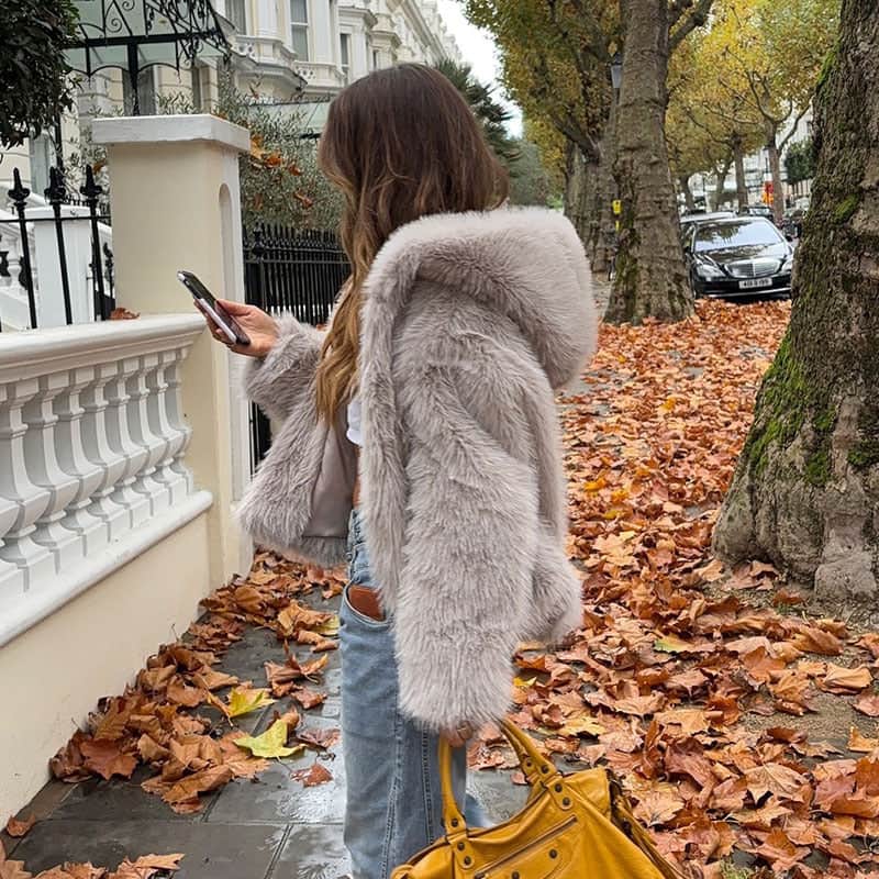 Short Texture Furry Coat Loose Temperament Lapel Cool Long Sleeve Fashion Women BadAssWear.fi